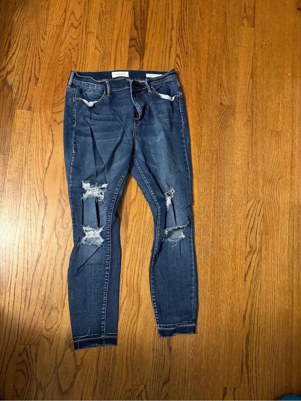 PacSun Dark Blue Distressed Skinny Jeans